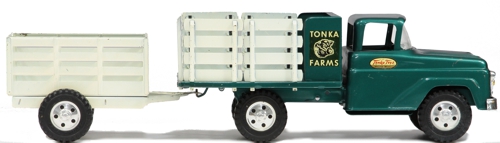 1958 Tonka Farm Stake Truck with Stake Trailer Side view