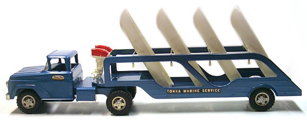 Side View of a 1959 Tonka Marine Service Semi Number 41 with Box
